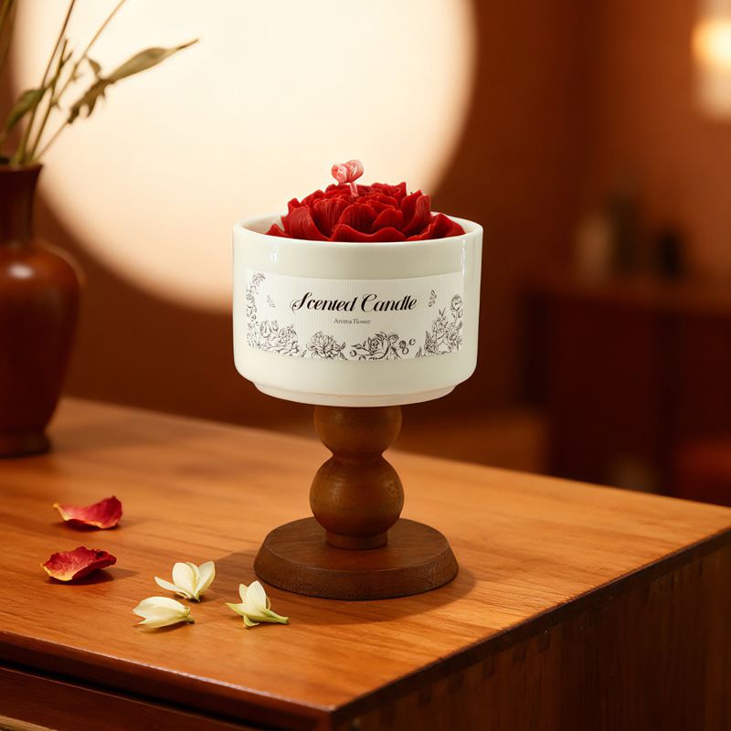 Scented Candle Set - Premium Handmade Ceramic Floral Scented Candle