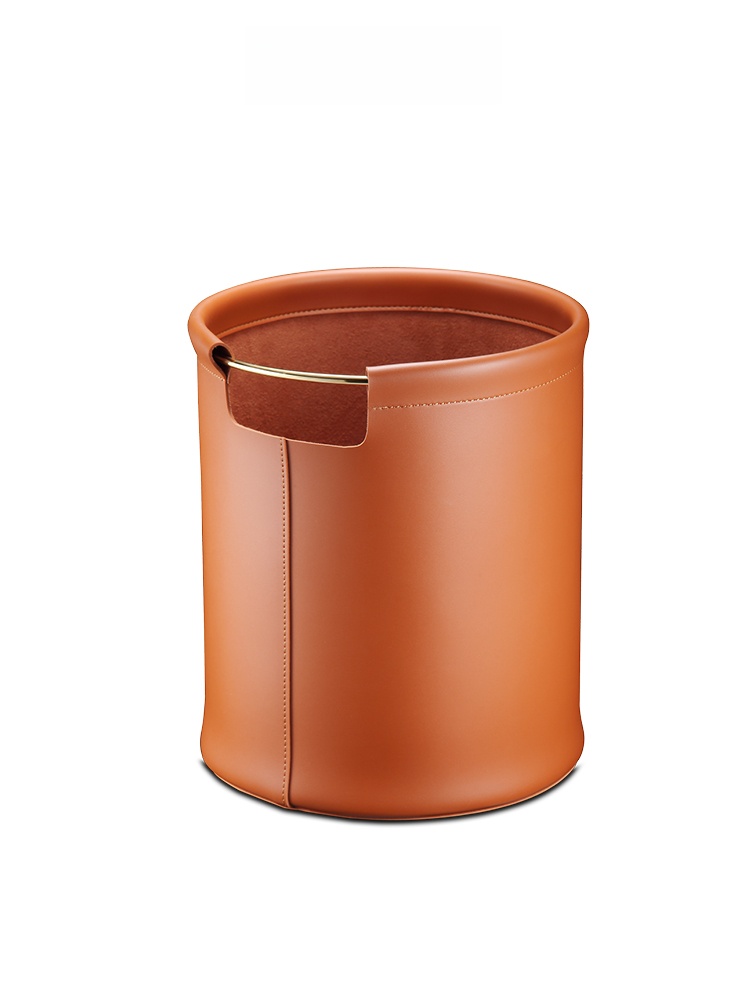 Home Decor Hampers - Brown Leather Storage Bucket for Living