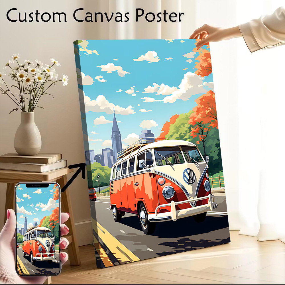 Home Decor Vector - German Car Bus City Vector Printed