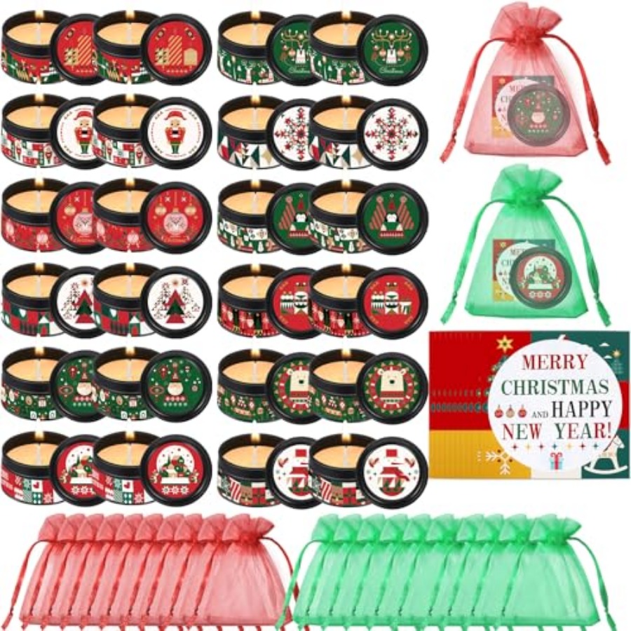 24 Sets Christmas Scented Soy  - Scented Candle Set avaliação e preço