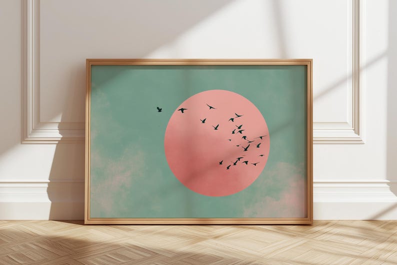 Japanese Sun & Cranes Canvas W - Home Decor Minimalist Style avaliação e preço