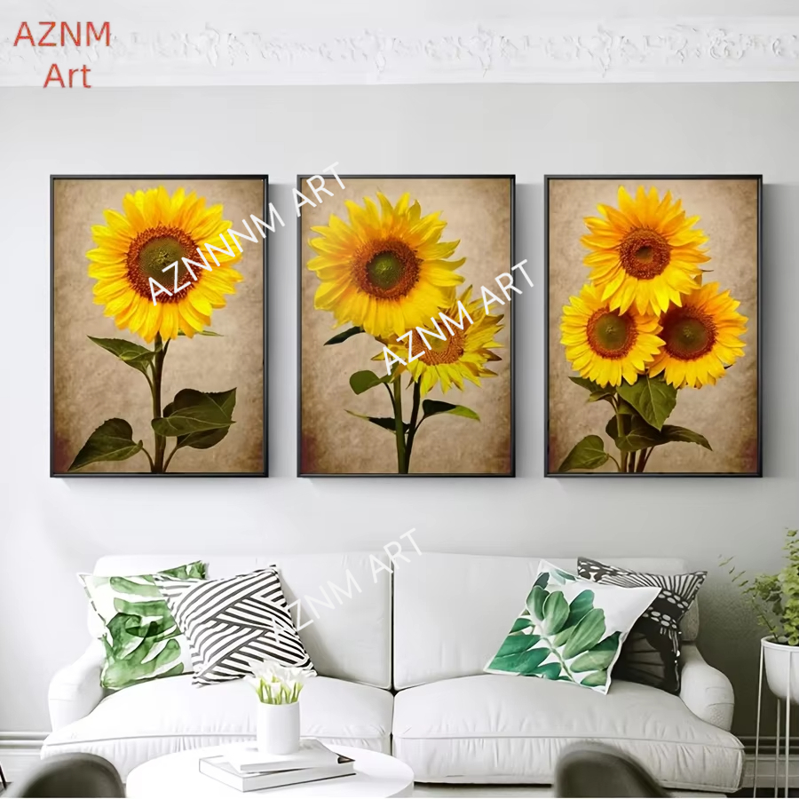 1/3PCS Deco Sunflower Canvas W - Home Decor Minimalist Style avaliação e preço