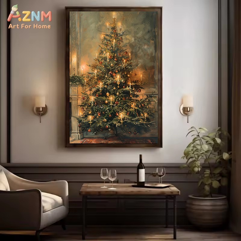 AZNM Vintage Christmas Oil Pai - Home Decor Xmas avaliação e preço