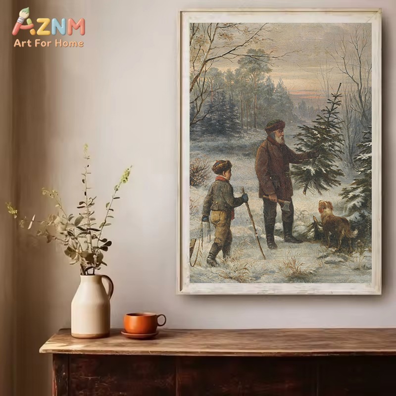AZNM Vintage Christmas Oil Pai - Home Decor Xmas avaliação e preço