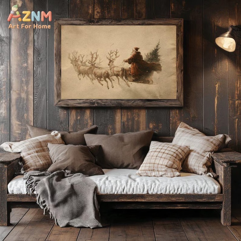 AZNM Vintage Christmas Oil Pai - Home Decor Xmas avaliação e preço