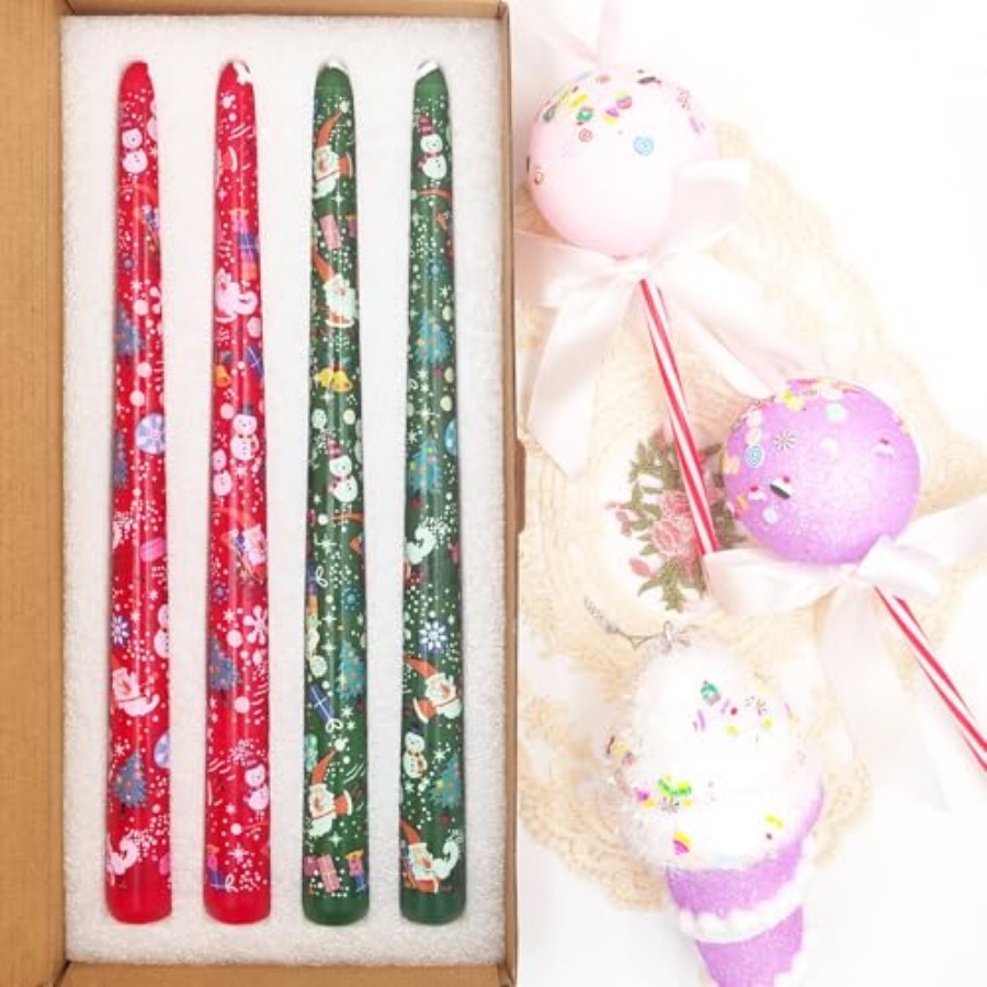 Christmas Taper Candlesticks,  - Home Decor Xmas avaliação e preço
