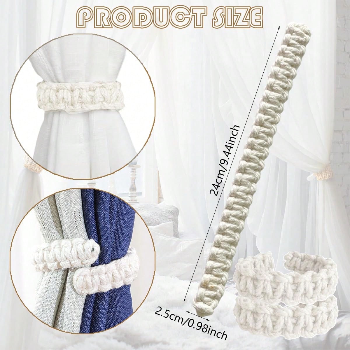 No Drilling White Cotton Rope  - Home Decor Curtain avaliação e preço