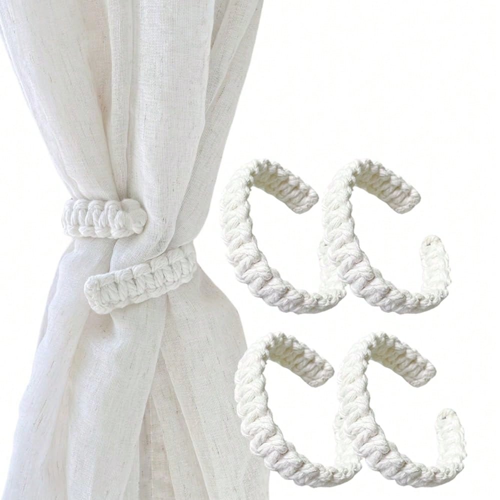 No Drilling White Cotton Rope  - Home Decor Curtain avaliação e preço