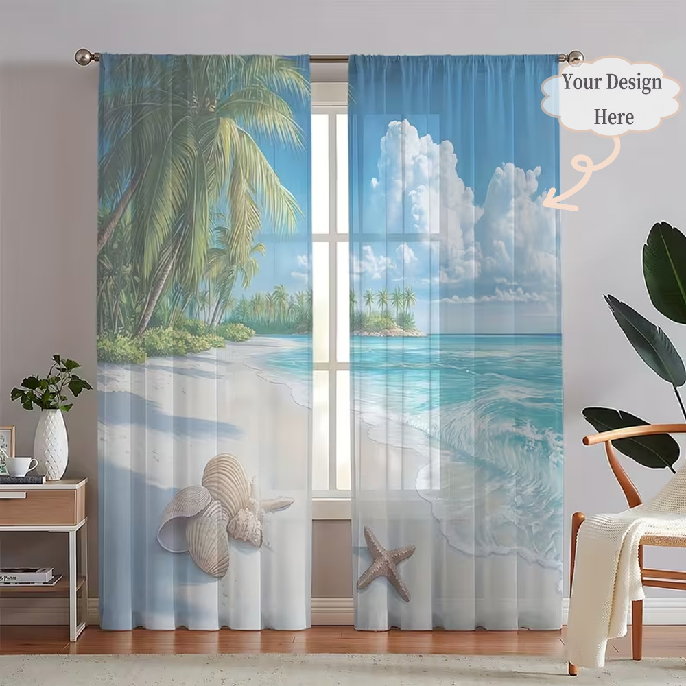 Custom 2D Flat 2pcs Sheer Curt - Home Decor Curtain avaliação e preço