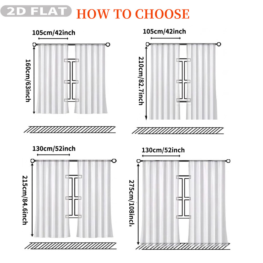 Custom 2D Flat 2pcs Sheer Curt - Home Decor Curtain avaliação e preço