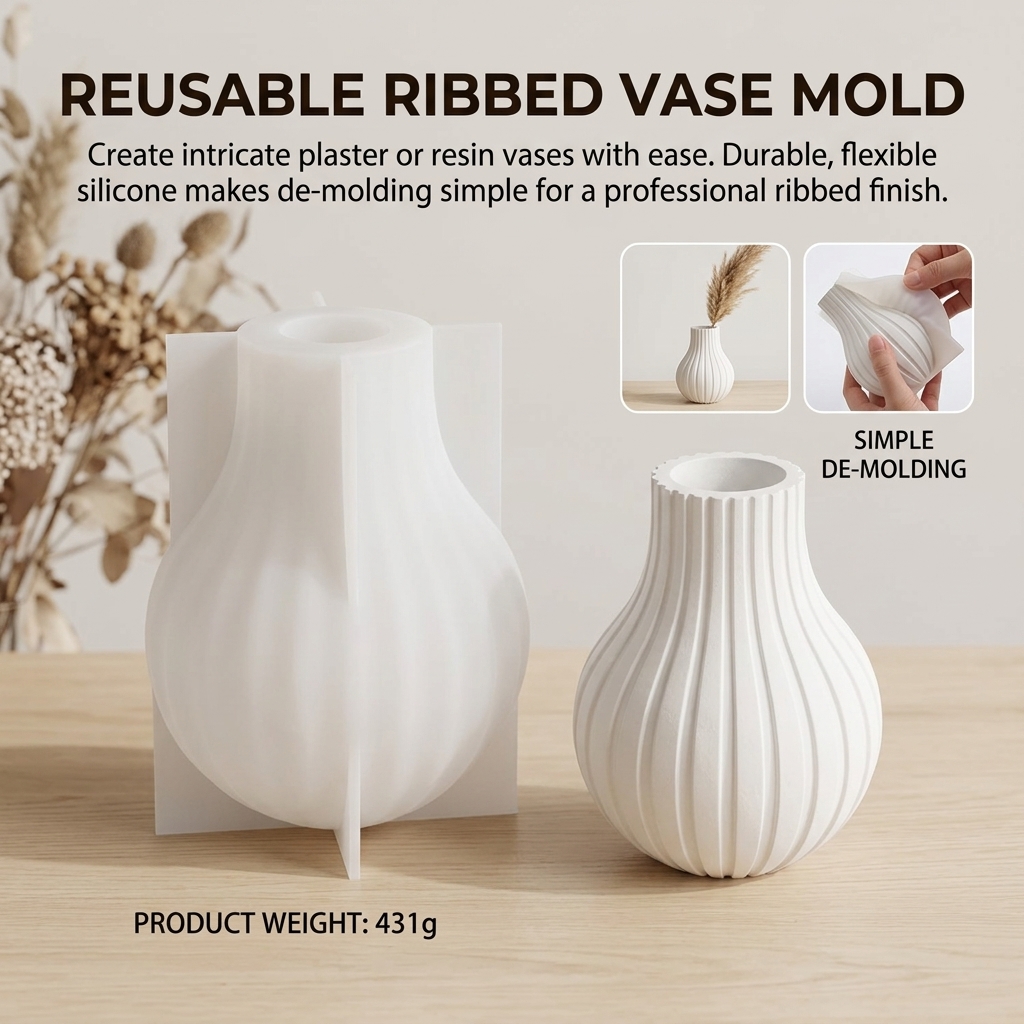 Silicone Vase Mold with Stripe - Home Decor Minimalist Style avaliação e preço
