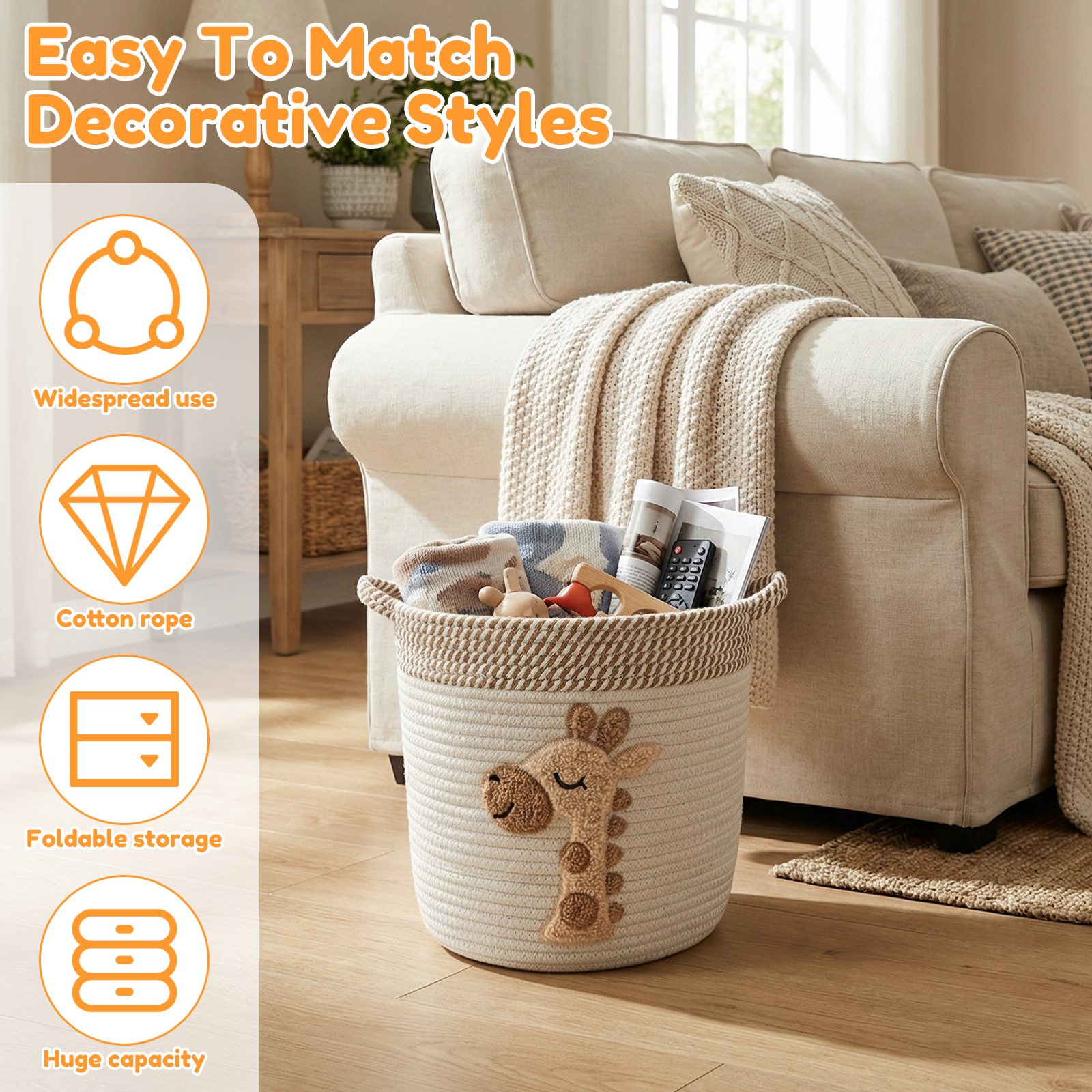 Cotton Rope Storage Basket Lar - Home Decor Hampers avaliação e preço