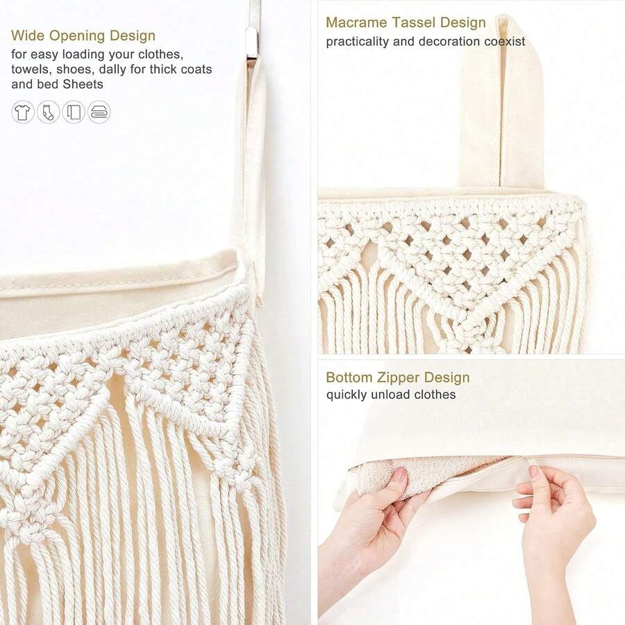 Macrame Hanging Laundry Hamper - Home Decor Hampers avaliação e preço