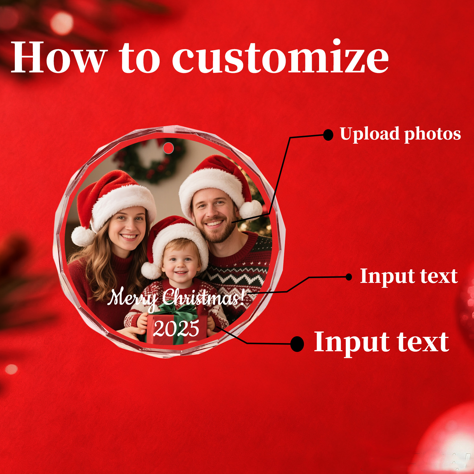 Custom Christmas Photo Ornamen - Home Decor Xmas avaliação e preço