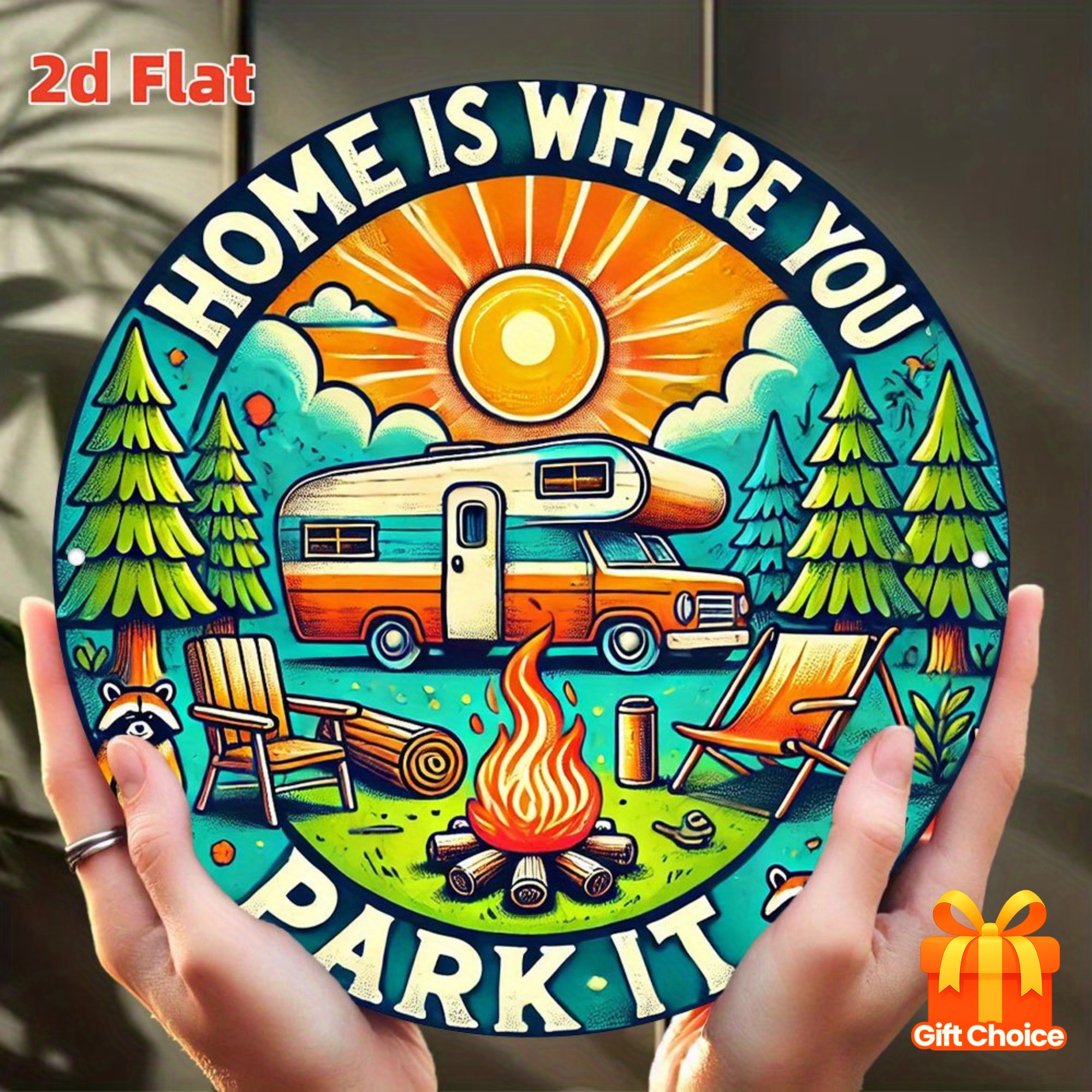 Retro camping wooden wall art  - Home Decor Nearby avaliação e preço