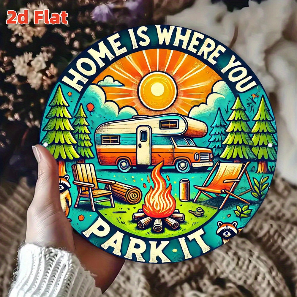 Retro camping wooden wall art  - Home Decor Nearby avaliação e preço
