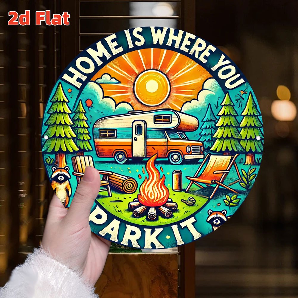 Retro camping wooden wall art  - Home Decor Nearby avaliação e preço