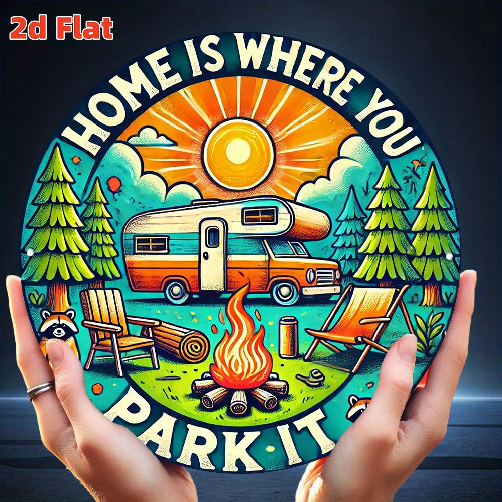 Retro camping wooden wall art  - Home Decor Nearby avaliação e preço