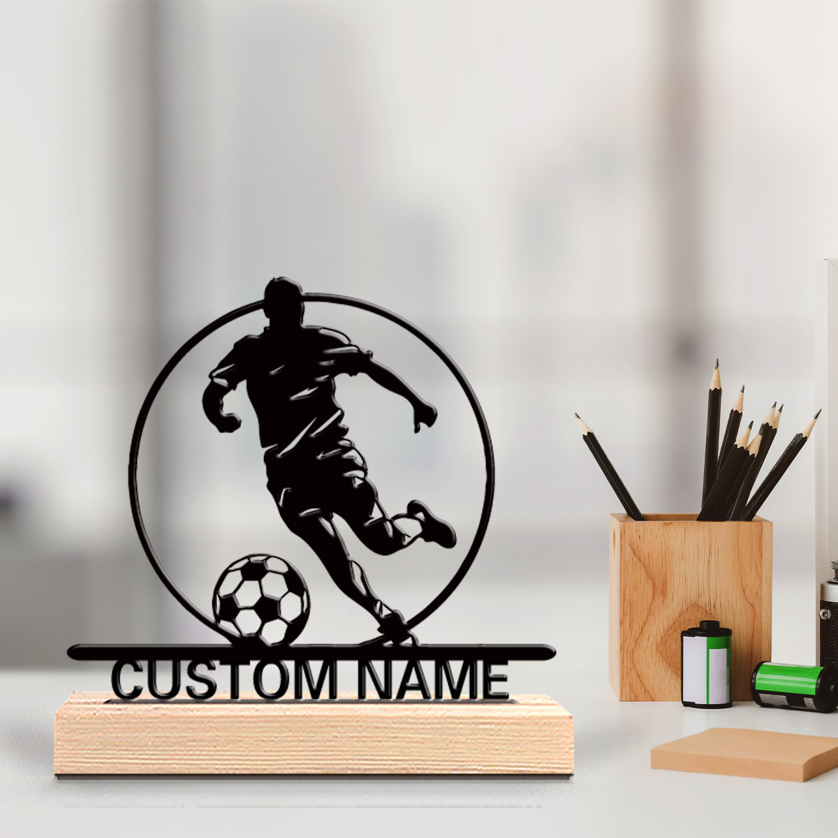Custom Soccer Player Metal Sta - Home Decor Furniture avaliação e preço