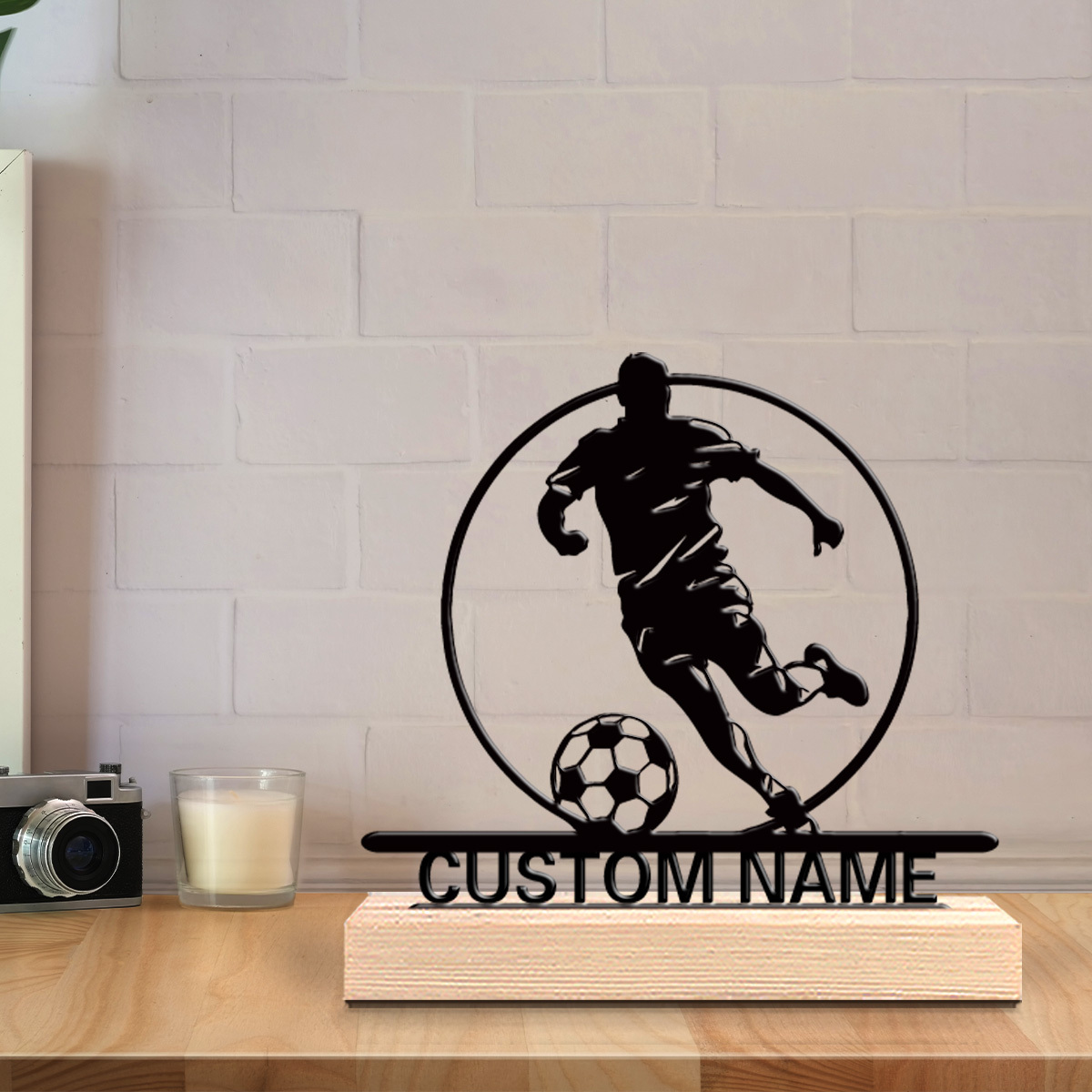 Custom Soccer Player Metal Sta - Home Decor Furniture avaliação e preço
