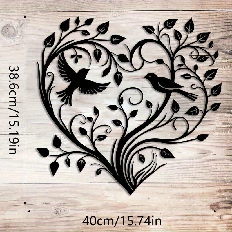 1PC Heart-Tree&Birds Metal Wal - Home Decor Xmas avaliação e preço