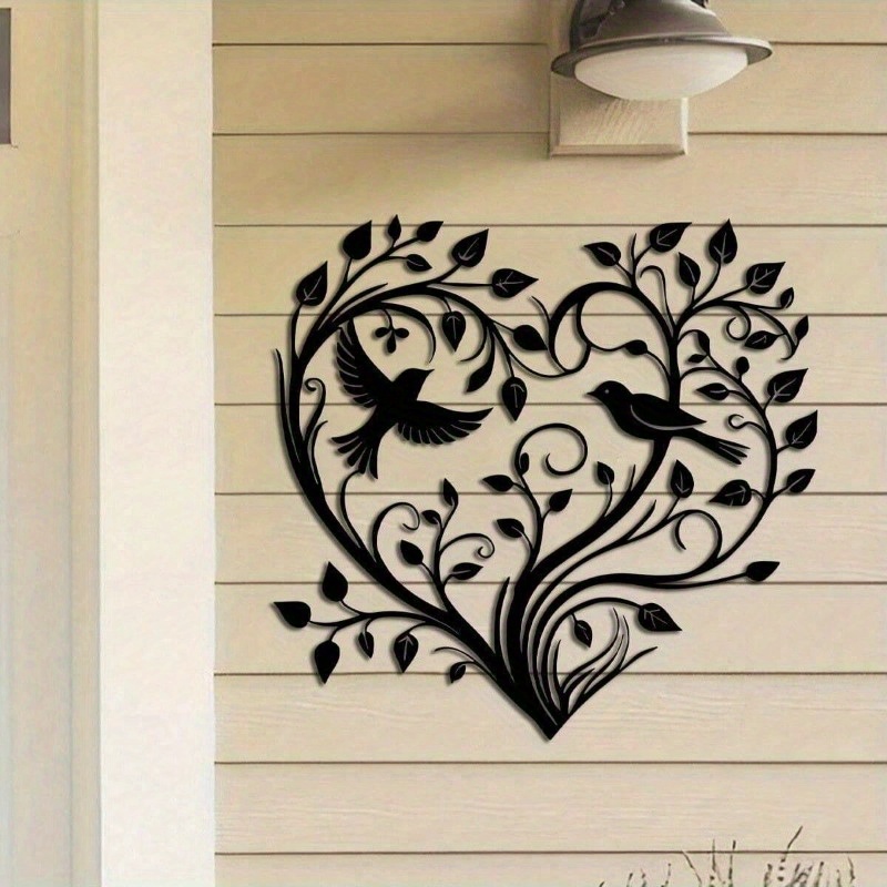 1PC Heart-Tree&Birds Metal Wal - Home Decor Xmas avaliação e preço