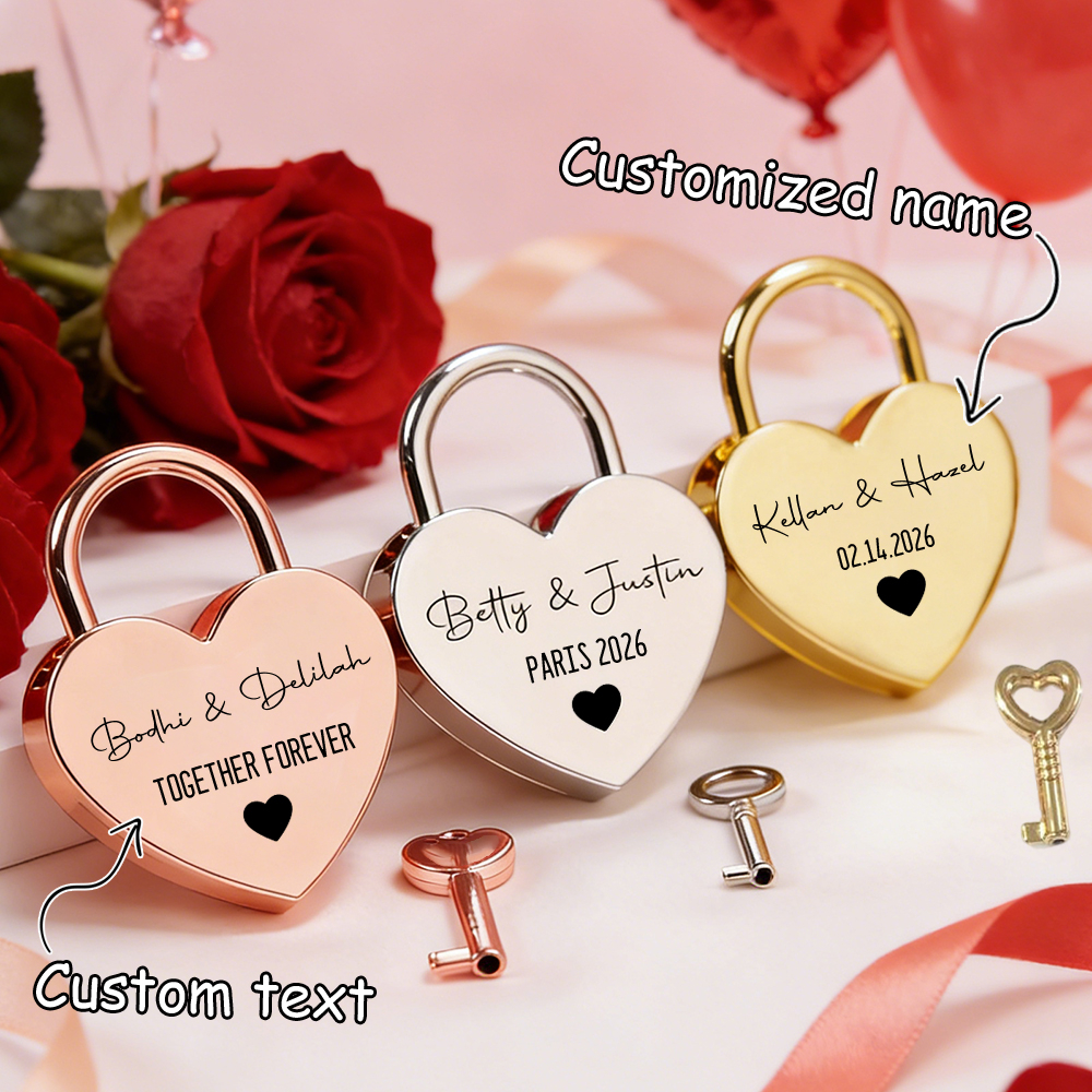 Custom Name Heart-Shaped Padlo - Home Decor Xmas avaliação e preço