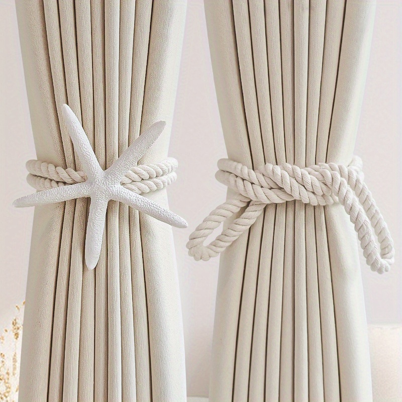 2PCS Natural Starfish Curtain  - Home Decor Curtain avaliação e preço