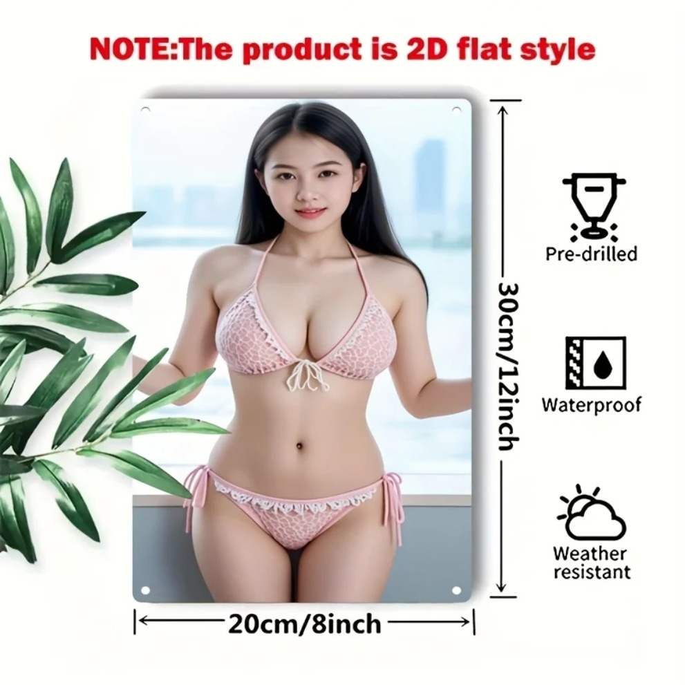 2D Pink Lace Bikini Metal Wall - Home Decor Xmas avaliação e preço