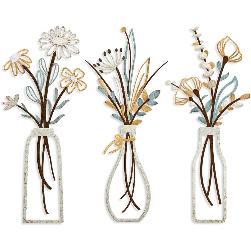 3pcs Metal Flowers Wall Decora - Home Decor Minimalist Style avaliação e preço