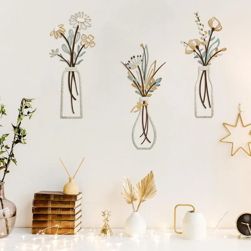 3pcs Metal Flowers Wall Decora - Home Decor Minimalist Style avaliação e preço