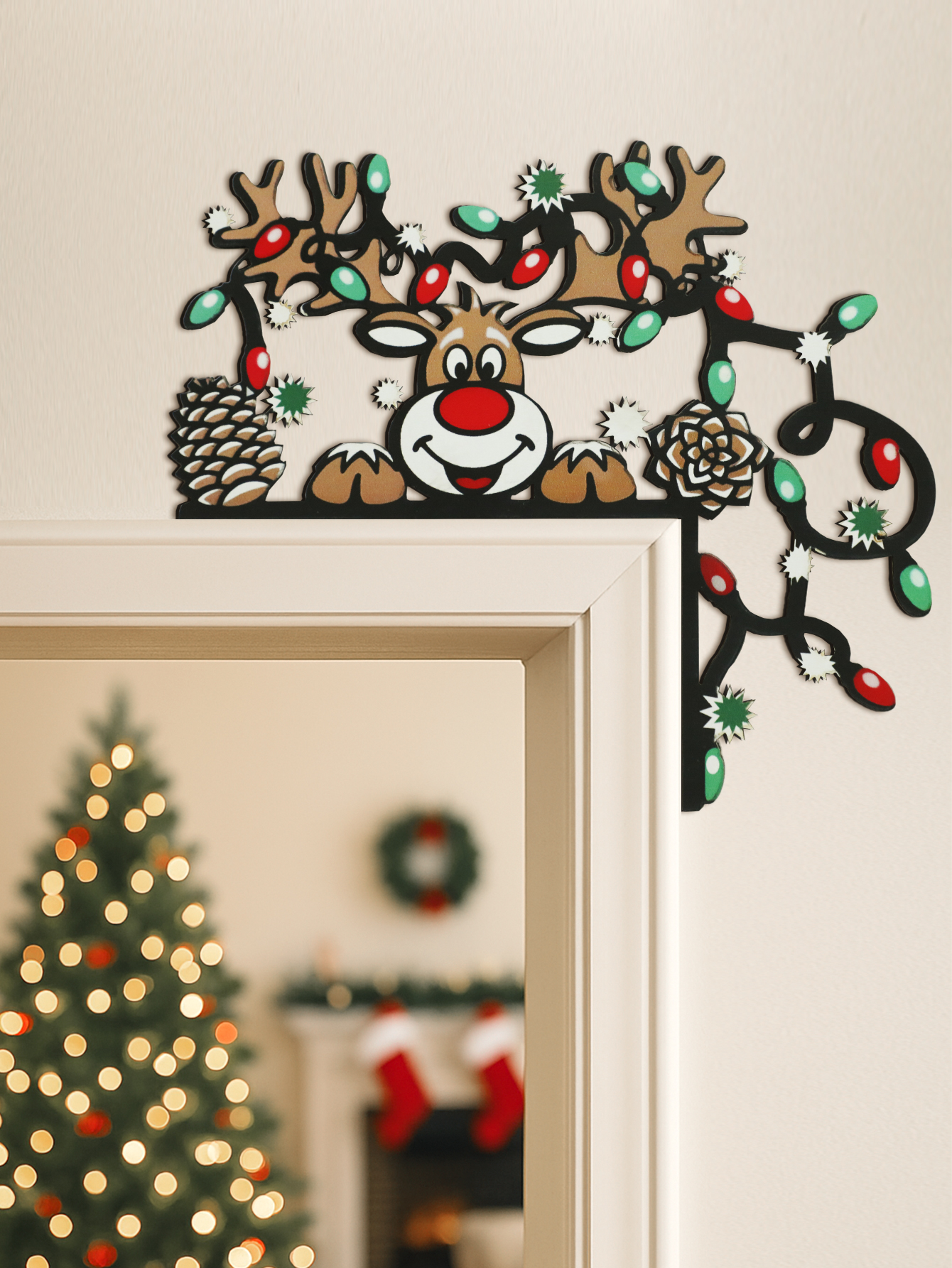 Christmas Reindeer Door Corner - Home Decor Xmas avaliação e preço