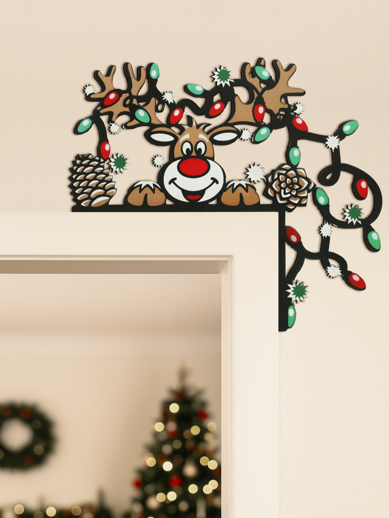 Christmas Reindeer Door Corner - Home Decor Xmas avaliação e preço