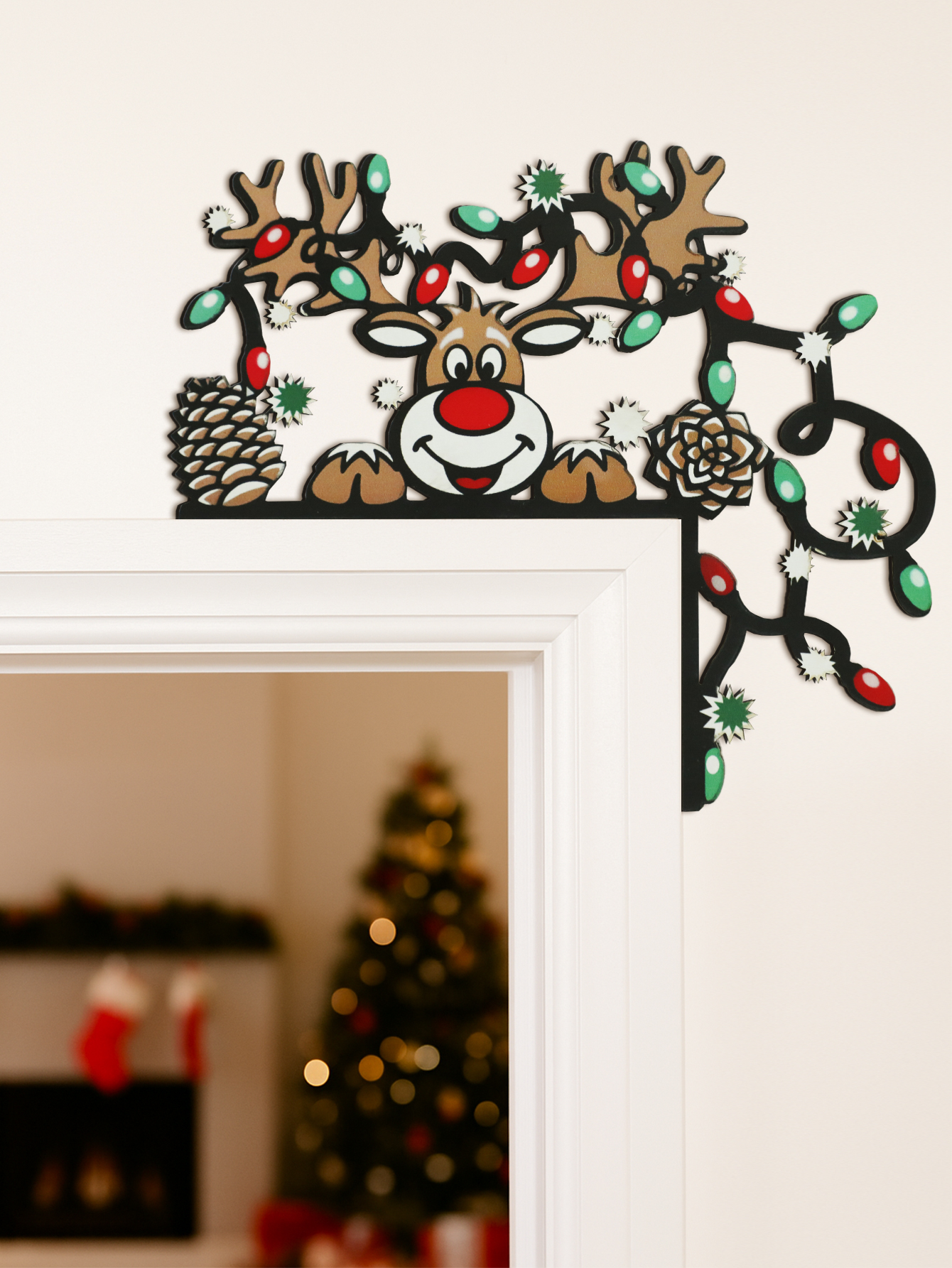 Christmas Reindeer Door Corner - Home Decor Xmas avaliação e preço