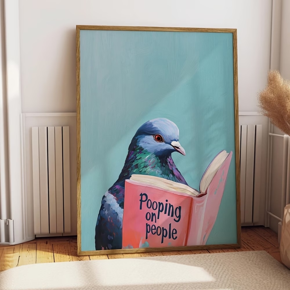 Modern Pigeon Reading Pooping  - Home Decor On Wall avaliação e preço
