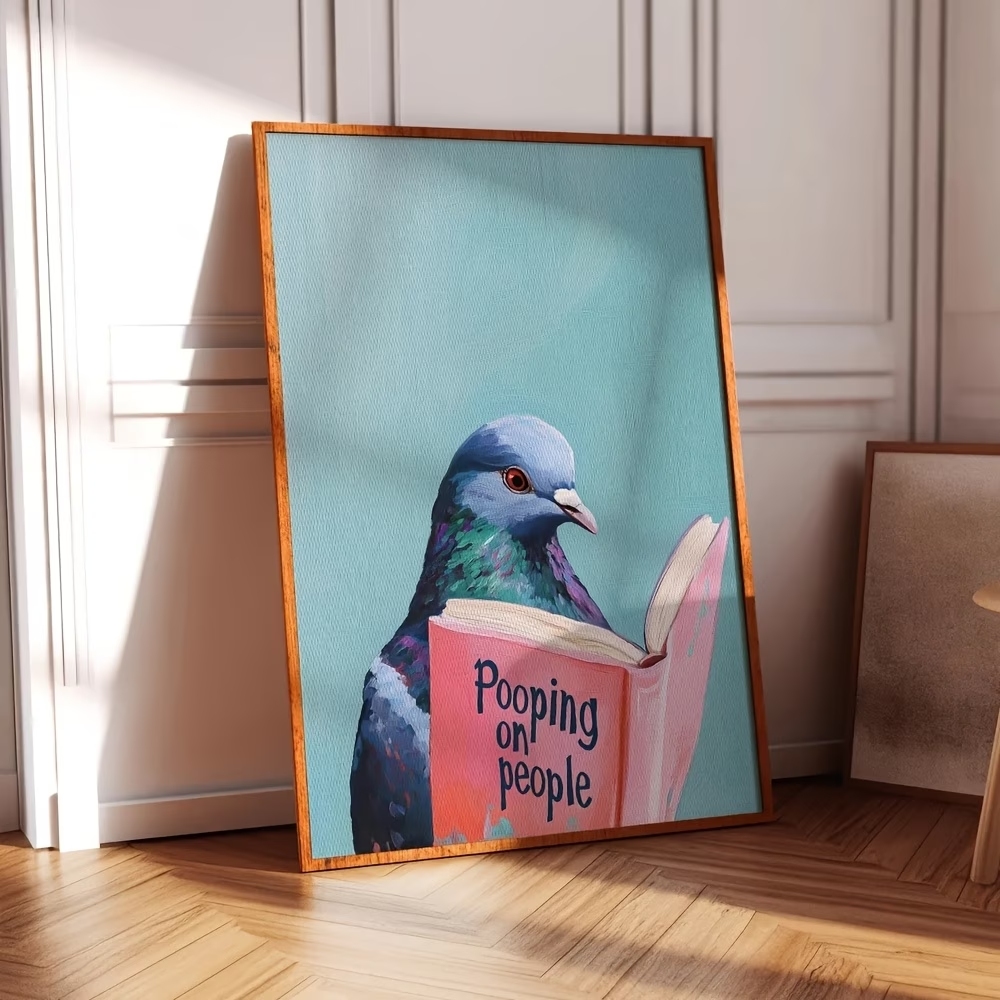 Modern Pigeon Reading Pooping  - Home Decor On Wall avaliação e preço
