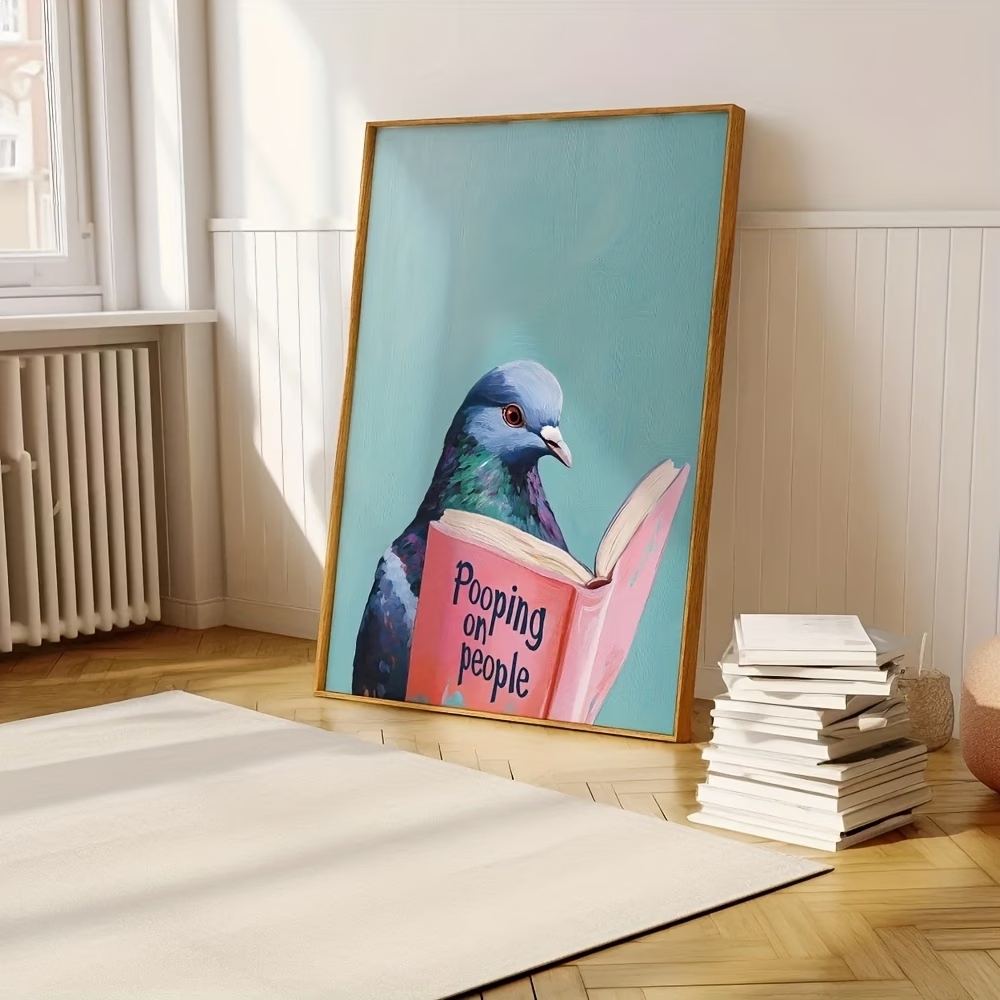 Modern Pigeon Reading Pooping  - Home Decor On Wall avaliação e preço