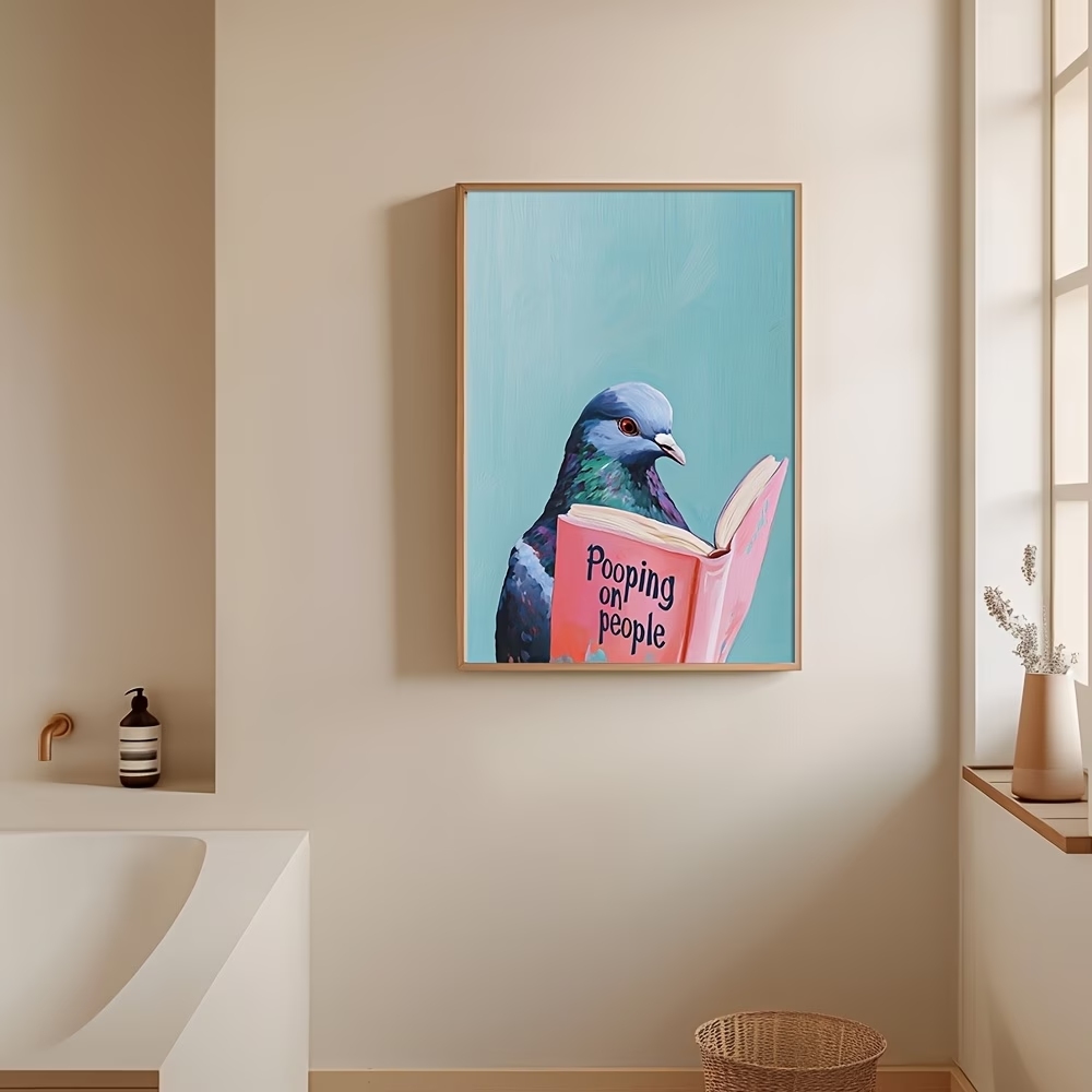 Modern Pigeon Reading Pooping  - Home Decor On Wall avaliação e preço