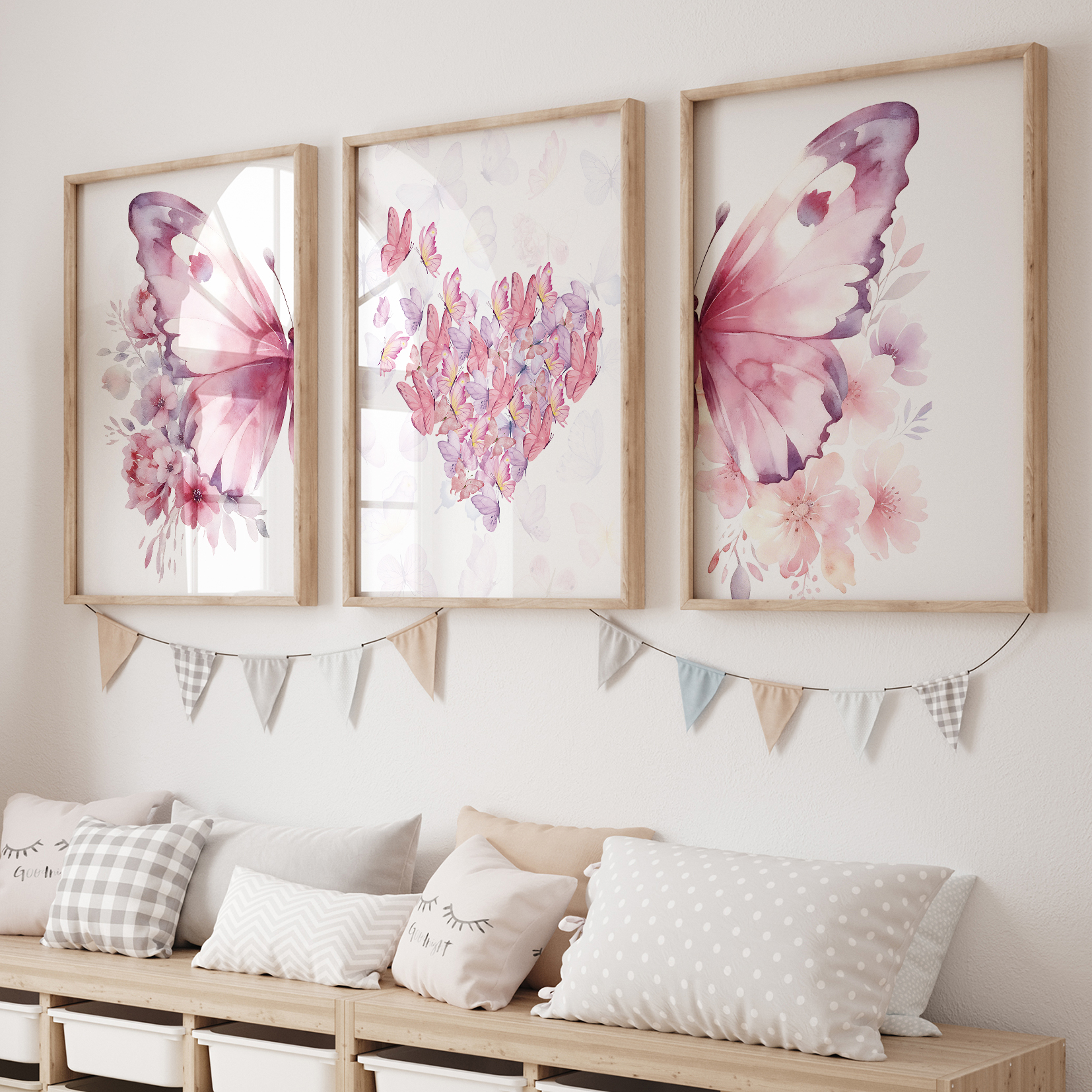 3pcs Cartoon Children Pink Lov - Home Decor On Wall avaliação e preço