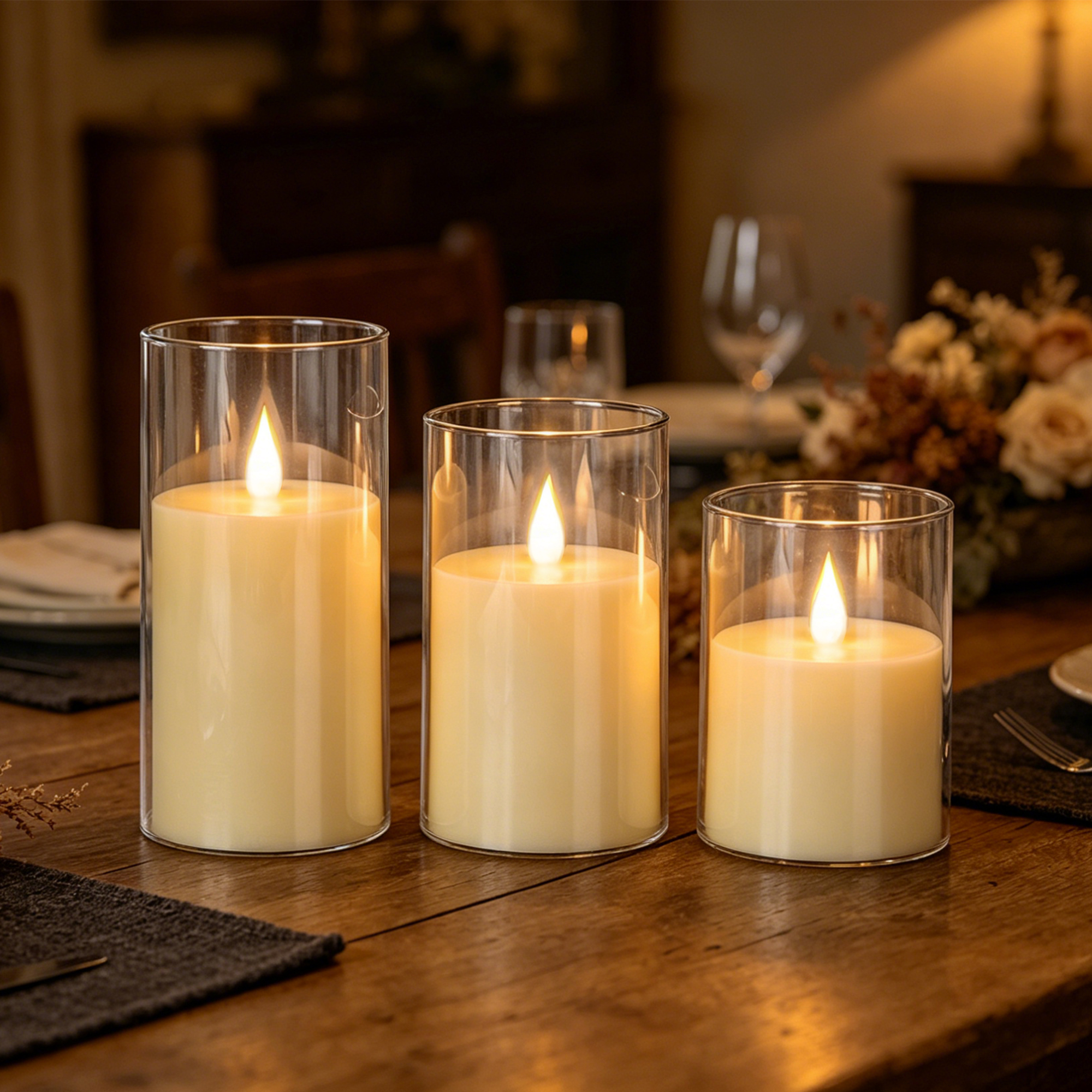 3-Piece LED Flame-Free Candle  - Home Decor Xmas avaliação e preço