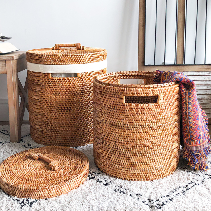 Rattan Laundry Basket, Large C - Home Decor Hampers avaliação e preço